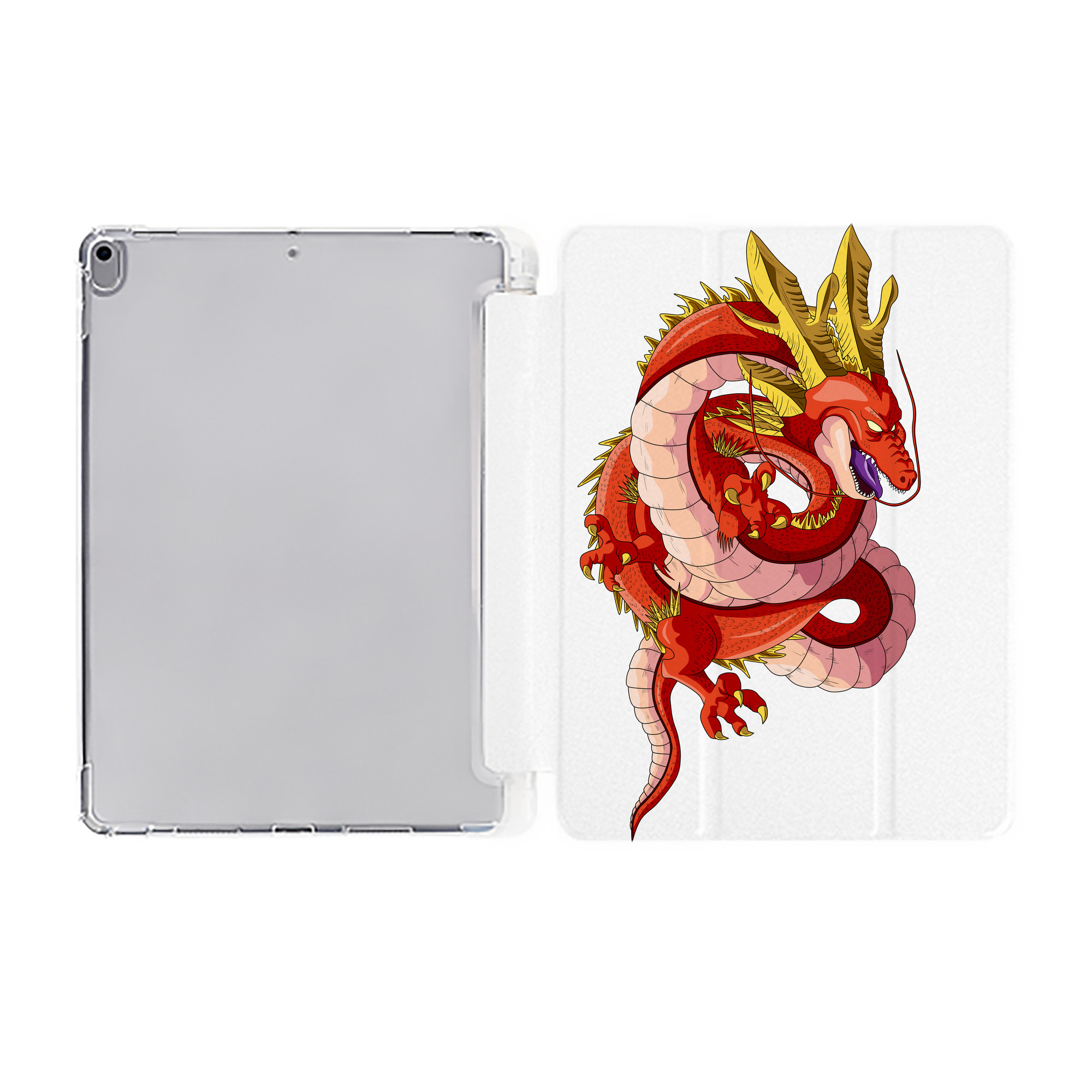 （画像用） ドラゴンボール 神龍 シェンロン DRAGON BALL Shenron IPad ケース ペン収納付き 三つ折りスタンド PUレザー×シリコン 対応機種9.5/10.5/10.9インチ
